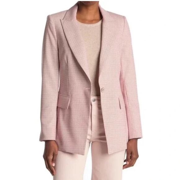 Veronica BeardWomen’s Long & Lean Dickey Jacket Clay Pink Plaid Suit Blazer 0